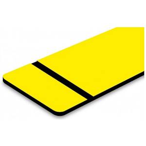 Matière bi-couche + double face 467 au dos : fond jaune texte noir, résistante aux UV, parfaitement adaptée pour la signalétique intérieure ou extérieure, la réalisation de badges, la signalétique de sécurité...